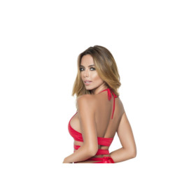 Top décolleté avec lanières wetlook rouge 